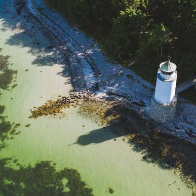 Taksensand Fyr in Zuidoost Jutland in Denemarken